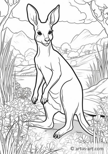 Page de coloriage de kangourou pour enfants